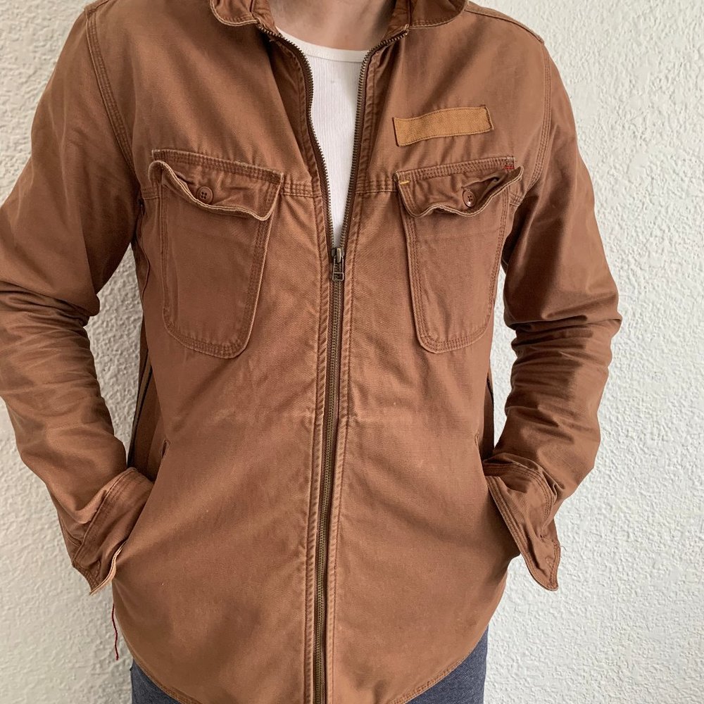 Tan Koto Bomber Jacket with Zip Front-Like New